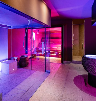 Schöner Saunabereich in der Wellnessoase im Hotel Meranerhof