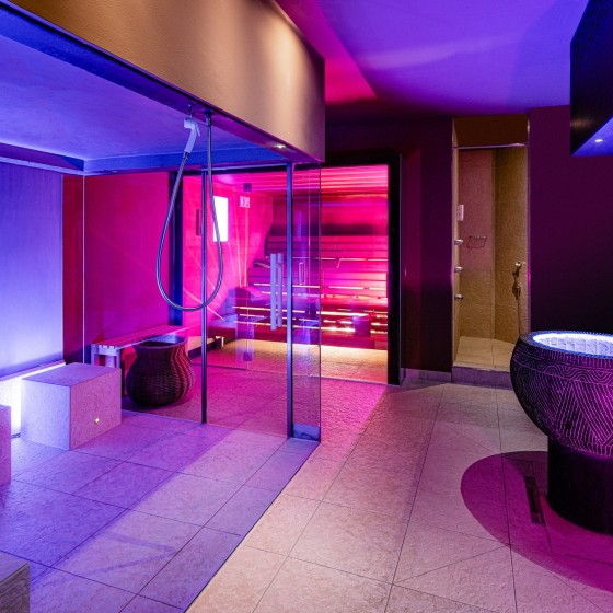 Schöner Saunabereich in der Wellnessoase im Hotel Meranerhof